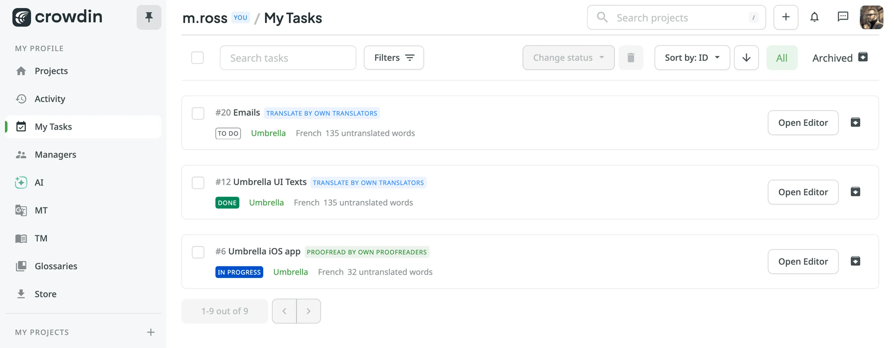 User Tasks